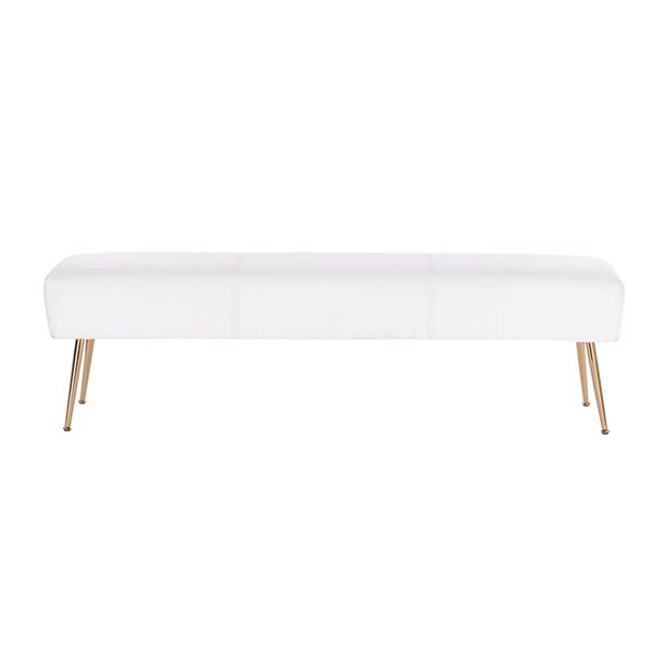 Plata Import O'Donell White PU Bench with Metal Base