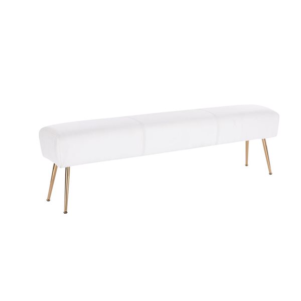 Plata Import O'Donell White PU Bench with Metal Base