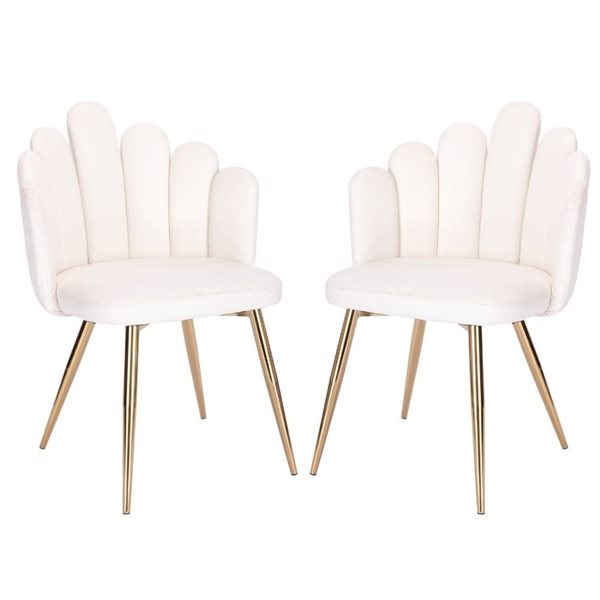 Plata Import Medley White PU Leather Upholstered Chair with Gold Metal Legs (Set of 2)