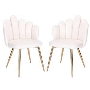 Plata Import Medley White PU Leather Upholstered Chair with Gold Metal Legs (Set of 2)