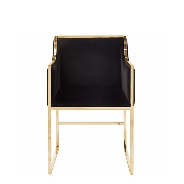 Plata Import Bella Black Modern Accent Chair with Gold Frame