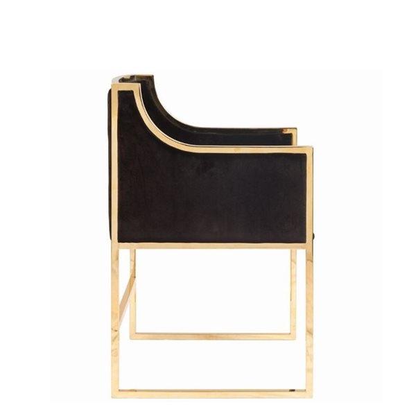 Plata Import Bella Black Modern Accent Chair with Gold Frame