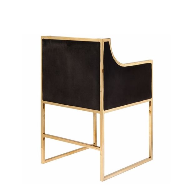 Plata Import Bella Black Modern Accent Chair with Gold Frame