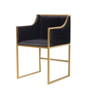 Plata Import Bella Black Modern Accent Chair with Gold Frame