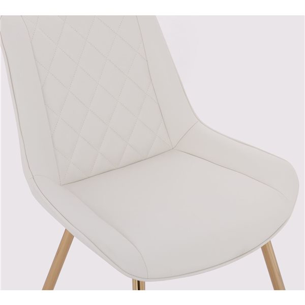 Plata Import Taylor White Velvet Upholstered Chair with Gold Metal Legs (Set of 4)