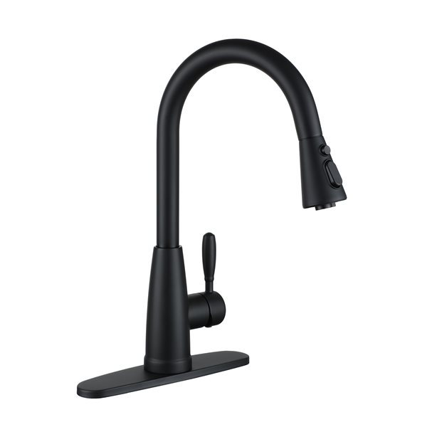 Clihome Matte Black 3-Function 1-Handle Pull-Down Spout Kitchen Faucet