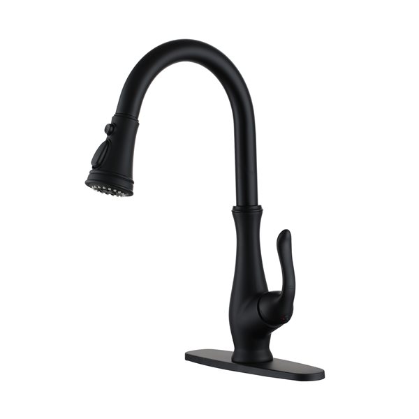 Clihome Matte Black 3-Function Single-Handle Pull Down Spout Kitchen Faucet