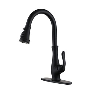 Clihome Matte Black 3-Function Single-Handle Pull Down Spout Kitchen Faucet