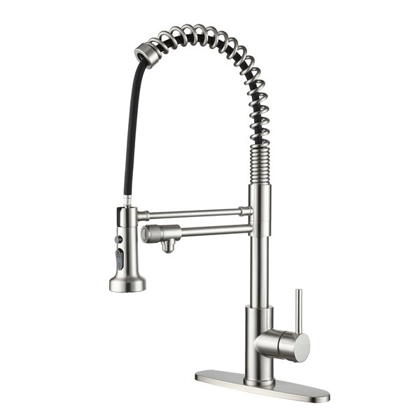 Clihome Brushed Nickel 3-Function Single Handle Pull-Down Kitchen ...