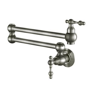 Clihome Brushed Nickel Retro Wall Mounted Pot Filler Retro Kitchen Faucet