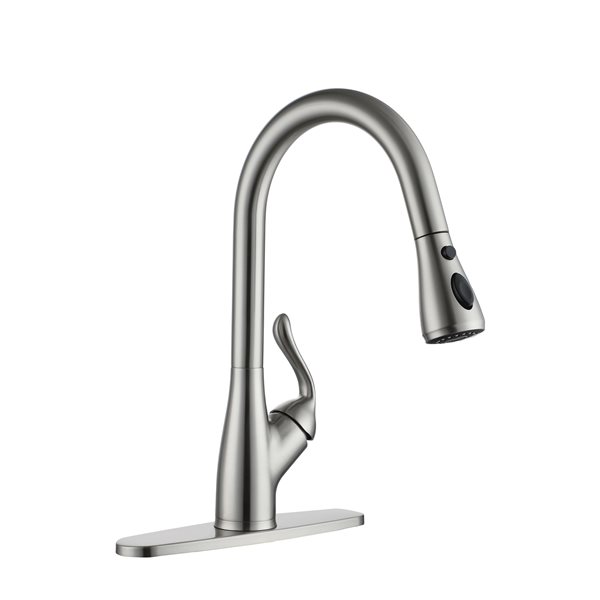 Clihome Brushed Nickel 3-Function Single-Handle Pull-Down Kitchen Faucet