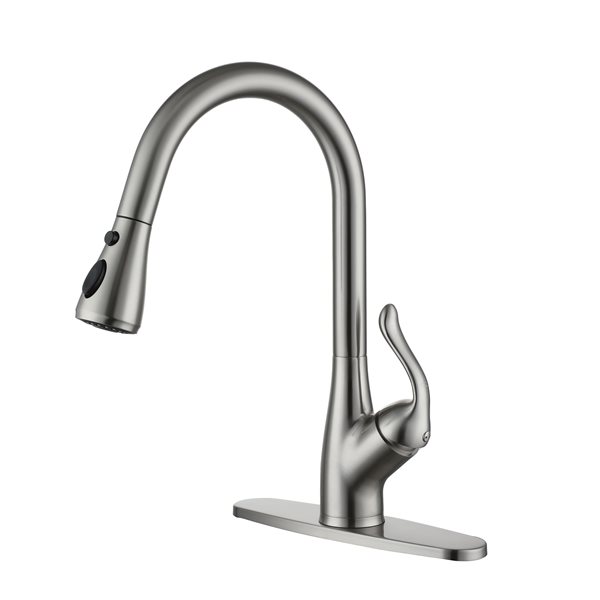 Clihome Brushed Nickel 3-Function Single-Handle Pull-Down Kitchen Faucet