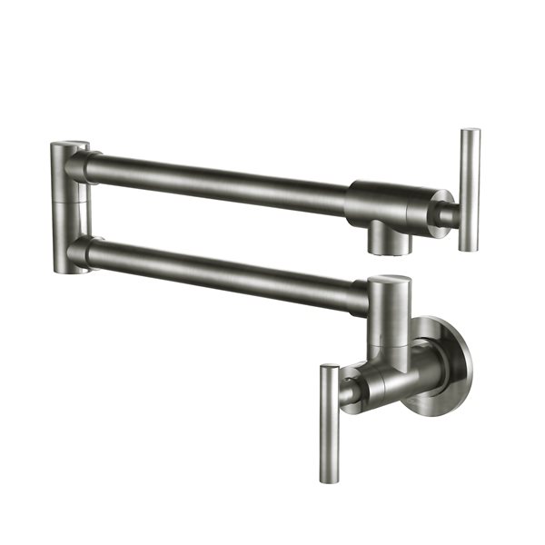 Clihome Brushed Nickel Wall Mounted Pot Filler Kitchen Faucet