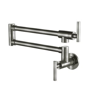 Clihome Brushed Nickel Wall Mounted Pot Filler Kitchen Faucet