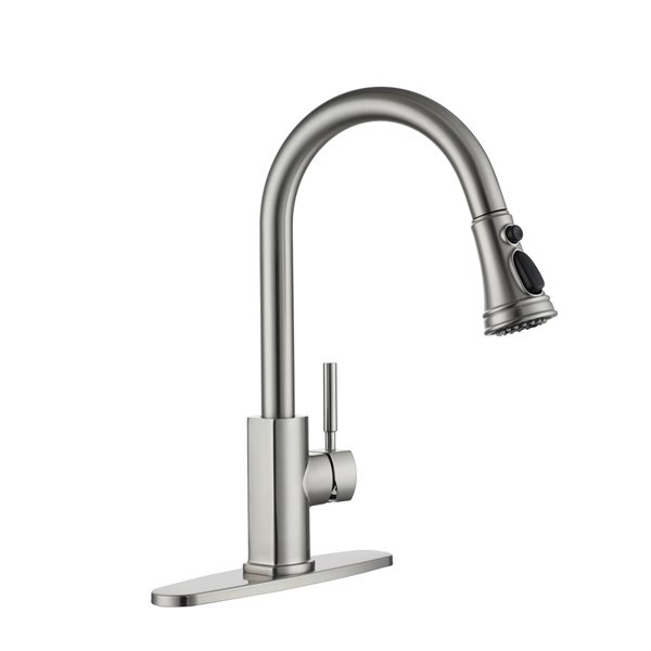 Clihome Brushed Nickel 3-Function Single-Handle Pull-Down Spout Kitchen ...