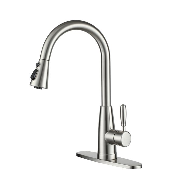 Image of Clihome | Brushed Nickel 3-Function 1-Handle Pull-Down Spout Kitchen Faucet | Rona