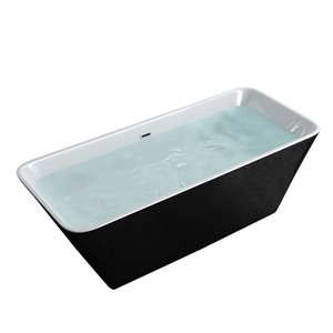 Jade Bath Shiloh 59-in Black Acrylic Rectangular Freestanding Bathtub