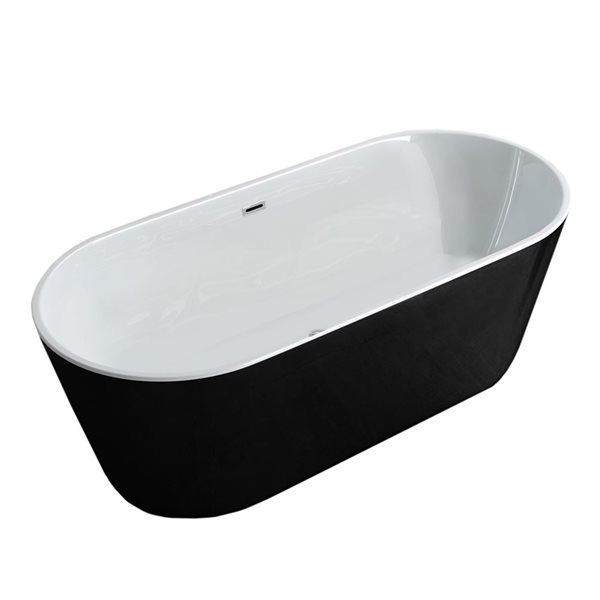 Jade Bath Harmony 59-in Black Acrylic Oval Center Drain Freestanding Bathtub