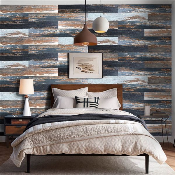 Deco Products Colors 6 x 36-in Old Navy Ocean Glue-Down Luxury Vinyl Plank 30-ft²