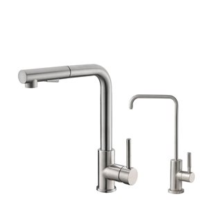 Stylish Single Handle Pull Down Kitchen Faucet with Cold Water Tap in Stainless Steel