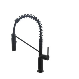 Stylish Single Handle Pull Down Sprayer Kitchen Faucet in Matte Black