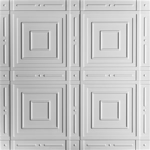 Tuiles de plafond texturées blanches Signature Nantucket 2 pi x 2 pi pour installation en surface par Ceilume, paquet de 10