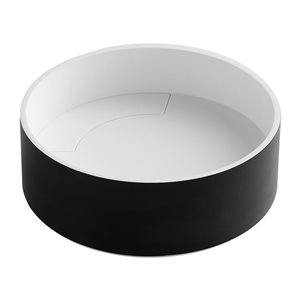 Ancona 15.08-in Matte Black Acrylic Vessel Round Bathroom Sink with Drain included