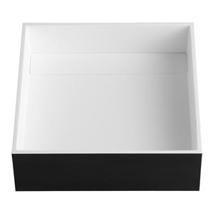 Vasque de salle de bains carrée en acrylique par Ancona avec drain inclus, noir mat (15,1 po x 15,1 po)