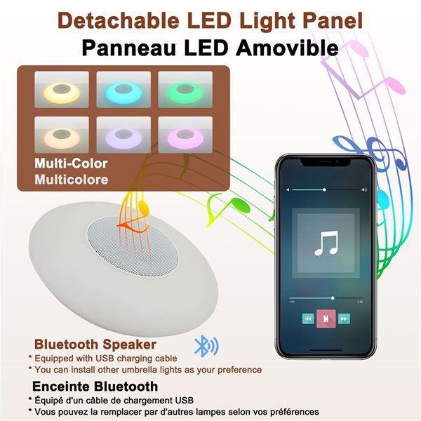 Mondawe 10-ft Navy Blue Offset Crank Patio Umbrella with Bluetooth Ambient Light