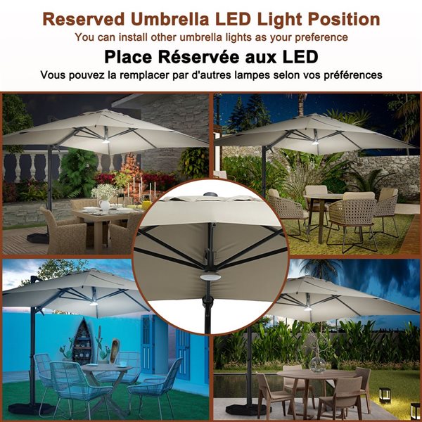 Mondawe 10-ft Navy Blue Offset Crank Patio Umbrella with Bluetooth Ambient Light