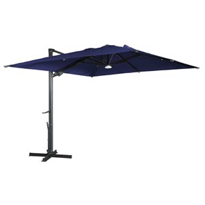 Mondawe 10-ft Navy Blue Offset Crank Patio Umbrella with Bluetooth Ambient Light