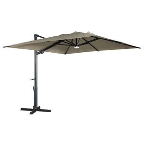 Mondawe 10-ft Taupe Offset Crank Patio Umbrella with Bluetooth Ambient Light