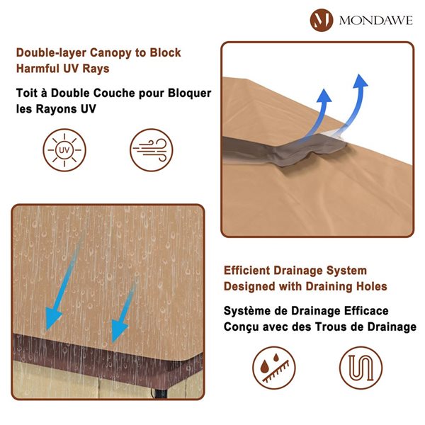 Mondawe 10 x 13-ft Brown Steel Rectangular Gazebo with Curtains