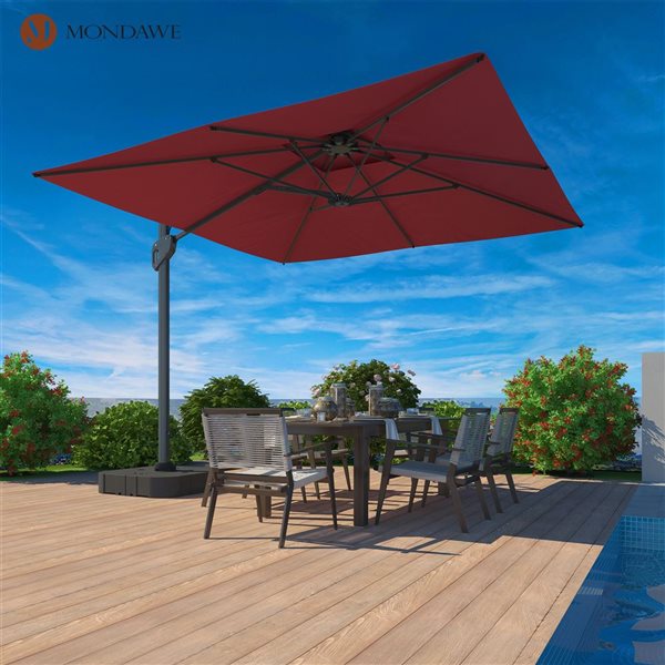 Mondawe 10-ft Wine Red Offset No-Tilt Patio Umbrella