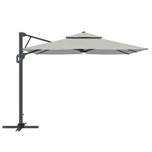 Mondawe 10-ft Grey Offset No-Tilt Patio Umbrella with Bluetooth Ambient Light