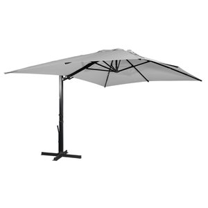 Mondawe 12-ft Silver Grey Offset Crank Patio Umbrella with Base