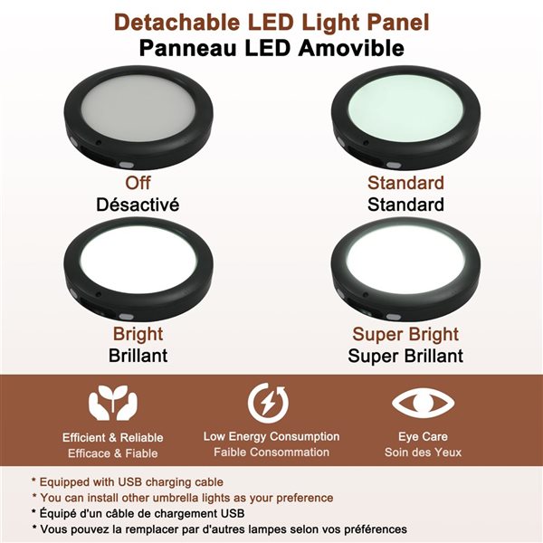 Mondawe 10-ft Silver Grey Offset Crank Patio Umbrella with LED Lights