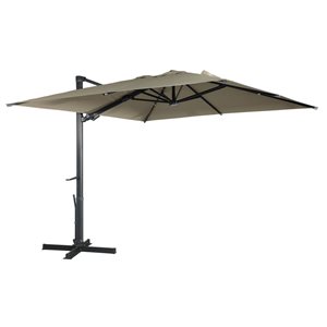 Mondawe 10-ft Taupe Offset Crank Patio Umbrella with LED Lights