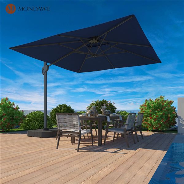 Mondawe 10-ft Navy Blue Offset No-Tilt Patio Umbrella