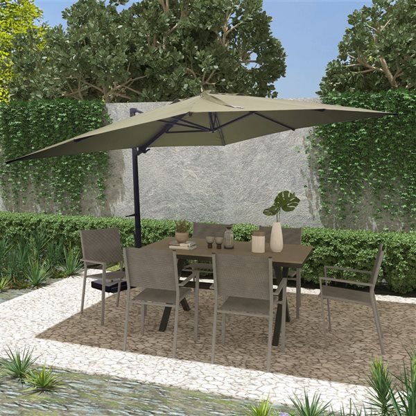 Mondawe 10-ft Taupe Offset Crank Patio Umbrella