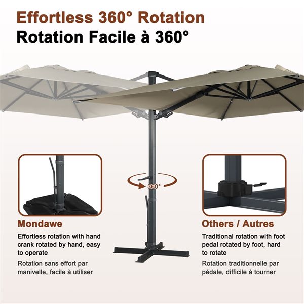 Mondawe 10-ft Taupe Offset Crank Patio Umbrella