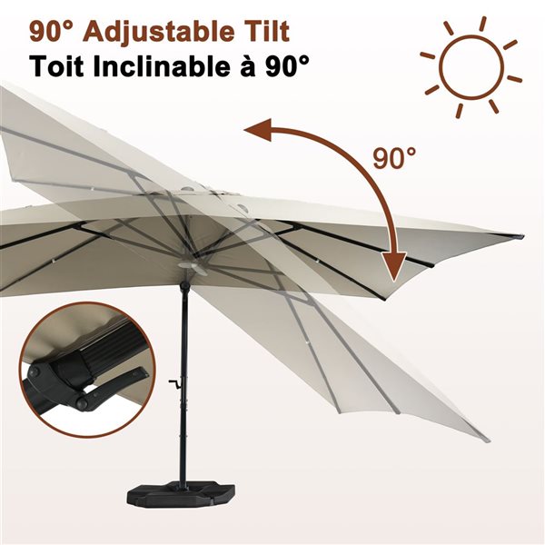 Mondawe 10-ft Taupe Offset Crank Patio Umbrella