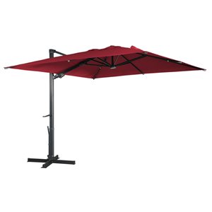 Mondawe 10-ft Wine Red Offset Crank Patio Umbrella with LED Lights