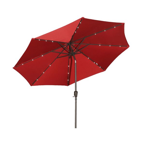 Mondawe 10-ft Red Push-Button Patio Umbrella with LED Lights