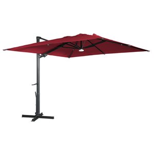 Mondawe 10-ft Wine Red Offset Crank Patio Umbrella with Bluetooth Ambient Light