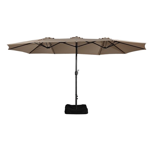 Mondawe 9 x 15-ft Tan No-Tilt Rectangular Patio Umbrella with Base
