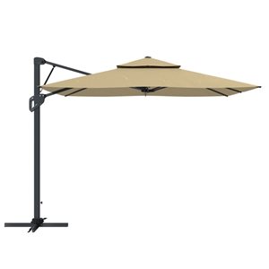 Mondawe 10-ft Taupe Offset No-Tilt Patio Umbrella