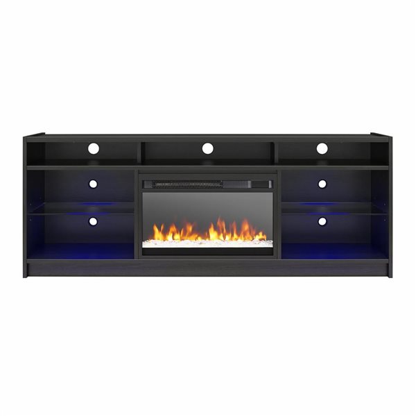 Ameriwood Home Luna Black Oak Electric Fireplace TV Stand  for up to 65-in TV