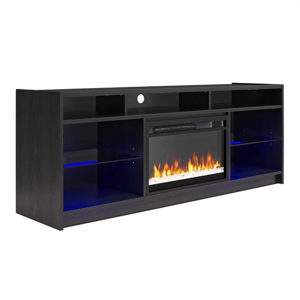 Ameriwood Home Luna Black Oak Electric Fireplace TV Stand  for up to 65-in TV