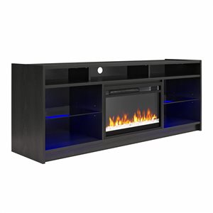 Ameriwood Home Luna Black Oak Electric Fireplace TV Stand  for up to 65-in TV